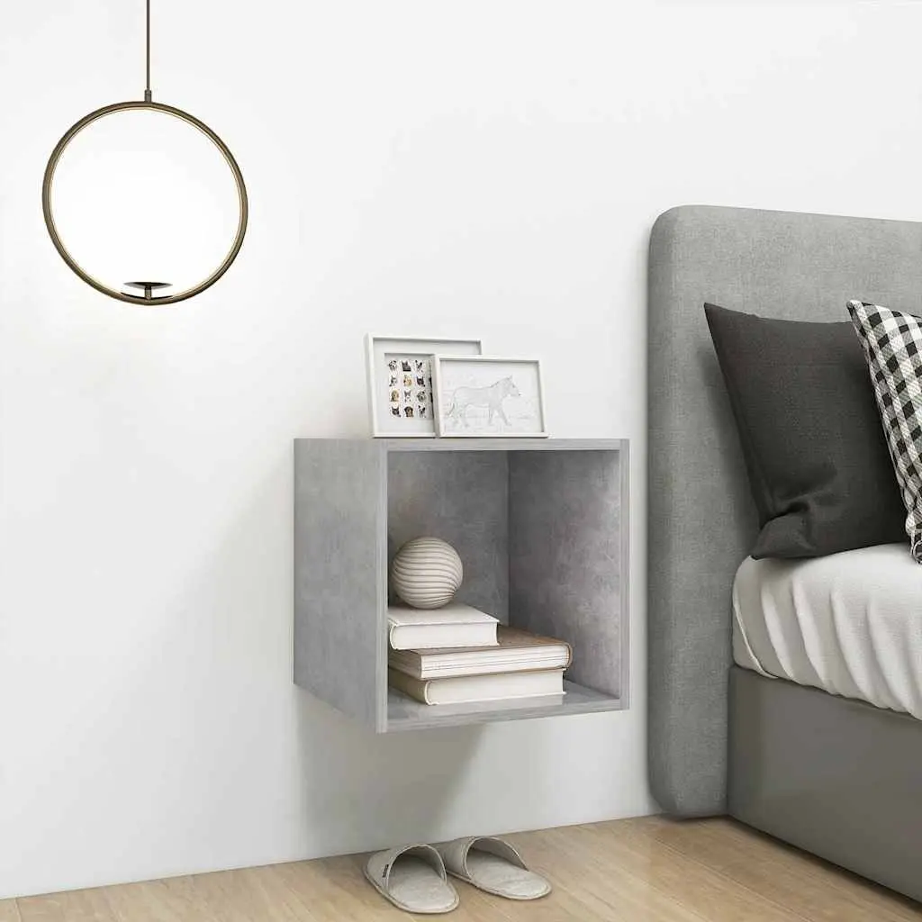Wall Cabinet Grey Floating Storage Shelf 37cm Engineered Wood