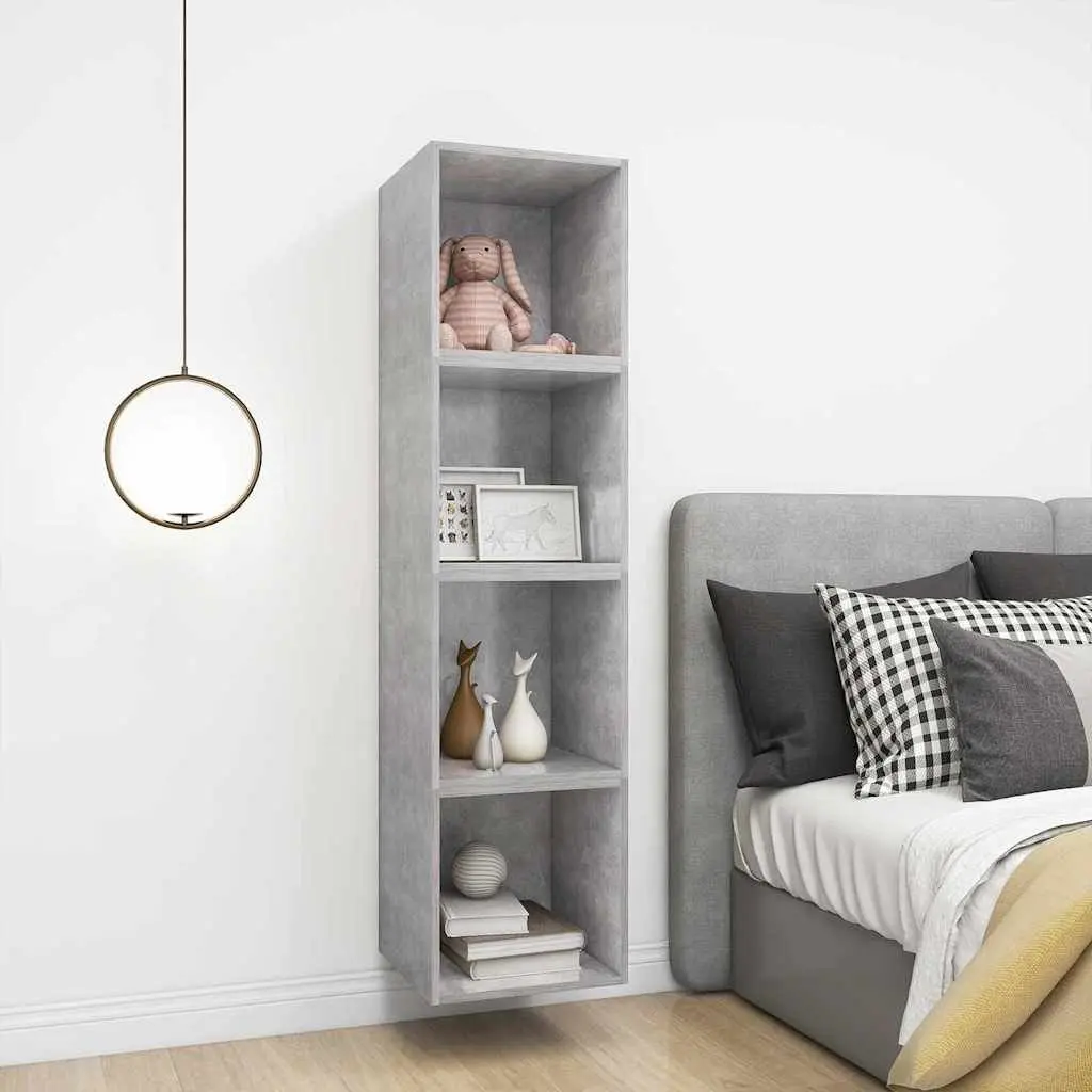 Wall Cabinet Grey Floating Storage Shelf 37cm Engineered Wood