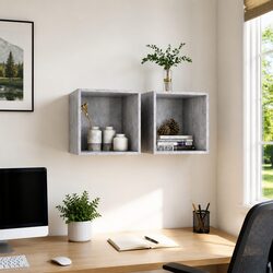 Grey Wall Cabinet Set 37x37x37 cm Engineered Wood