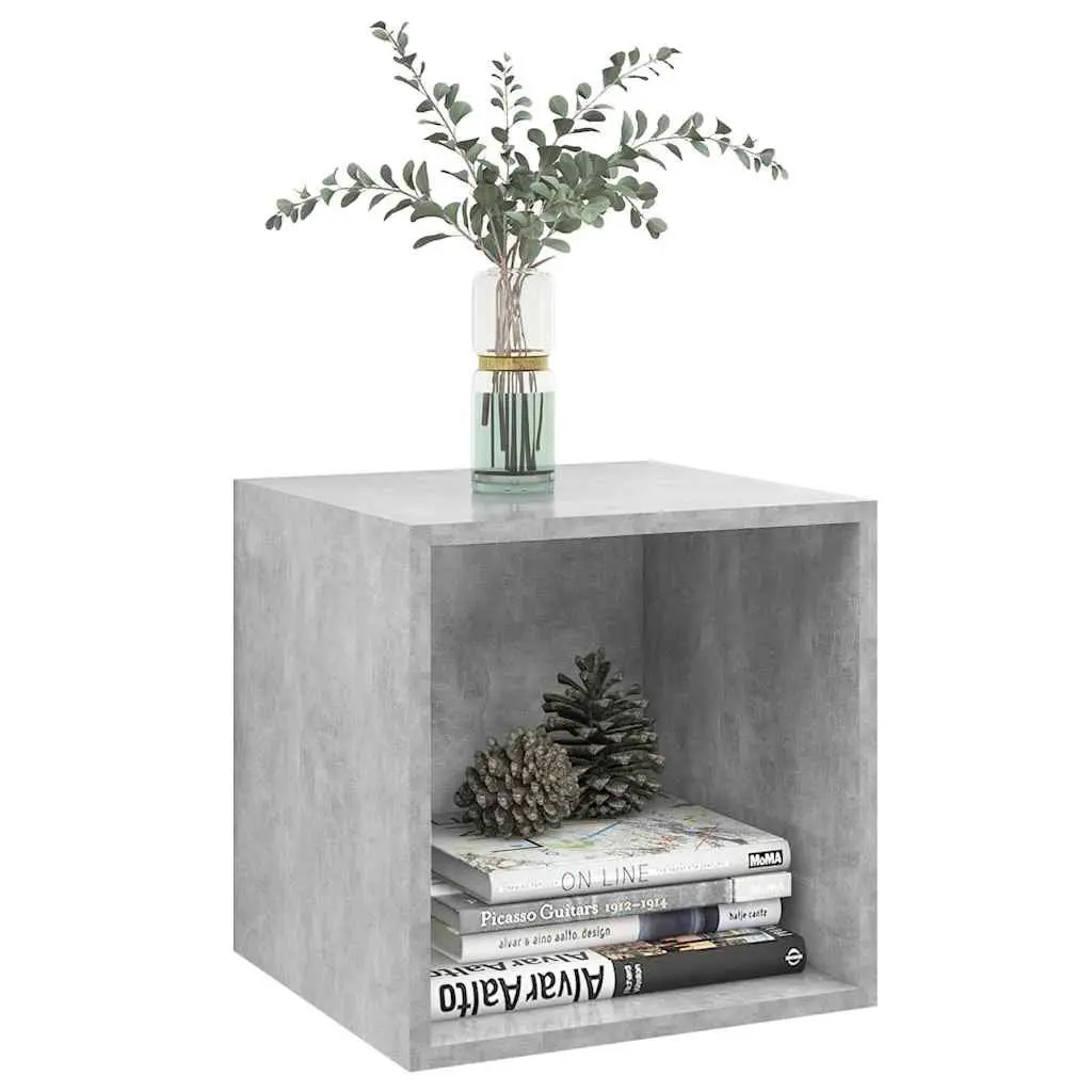 Wall Cabinet Grey 37x37x37 cm Engineered Wood Floating Shelf Storage Unit Pair