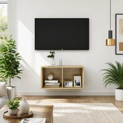 Brown Engineered Wood Wall-mounted TV Cabinet 37x37x72cm
