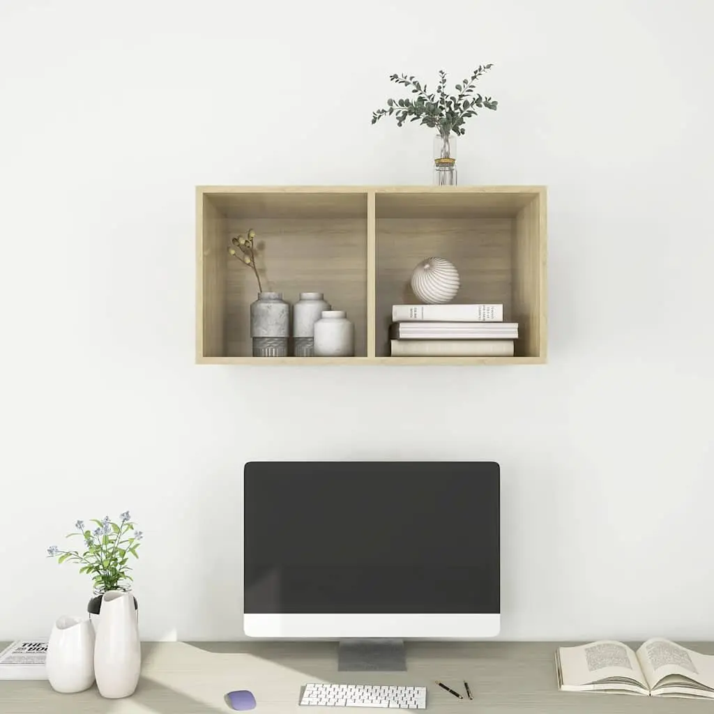 Engineered Wood Wall-mounted TV Cabinet Brown 37x37x72cm Storage Unit
