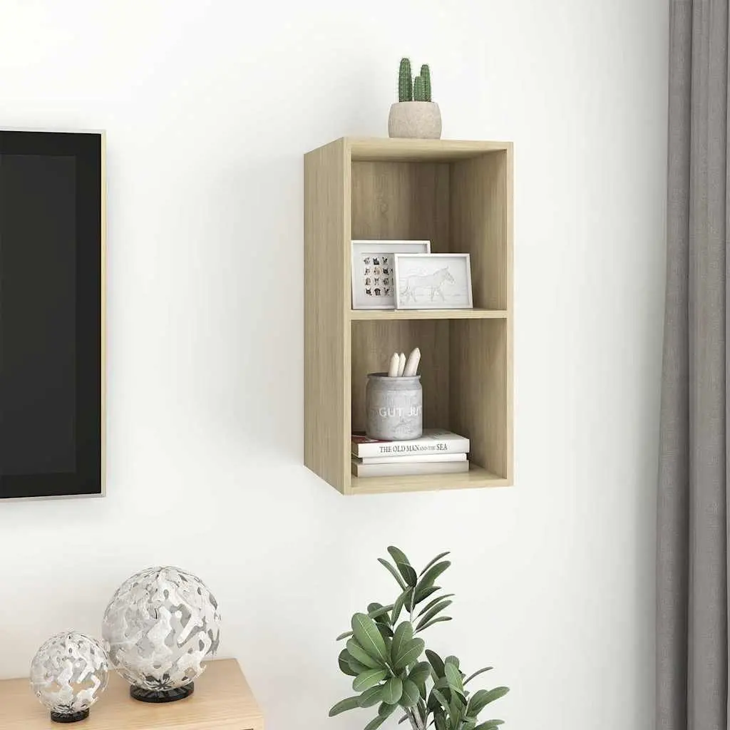 Engineered Wood Wall-mounted TV Cabinet Brown 37x37x72cm Storage Unit