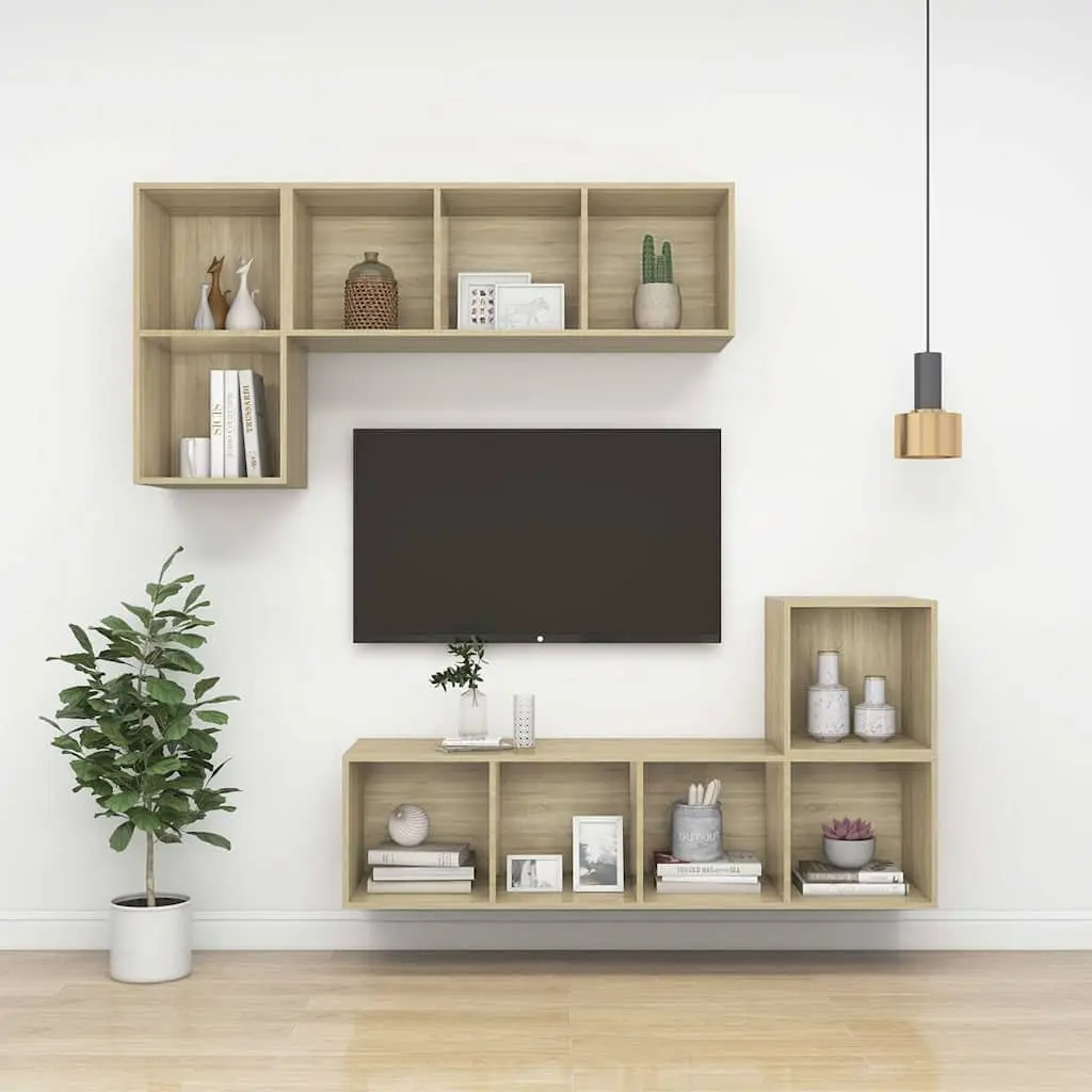 Engineered Wood Wall-mounted TV Cabinet Brown 37x37x72cm Storage Unit