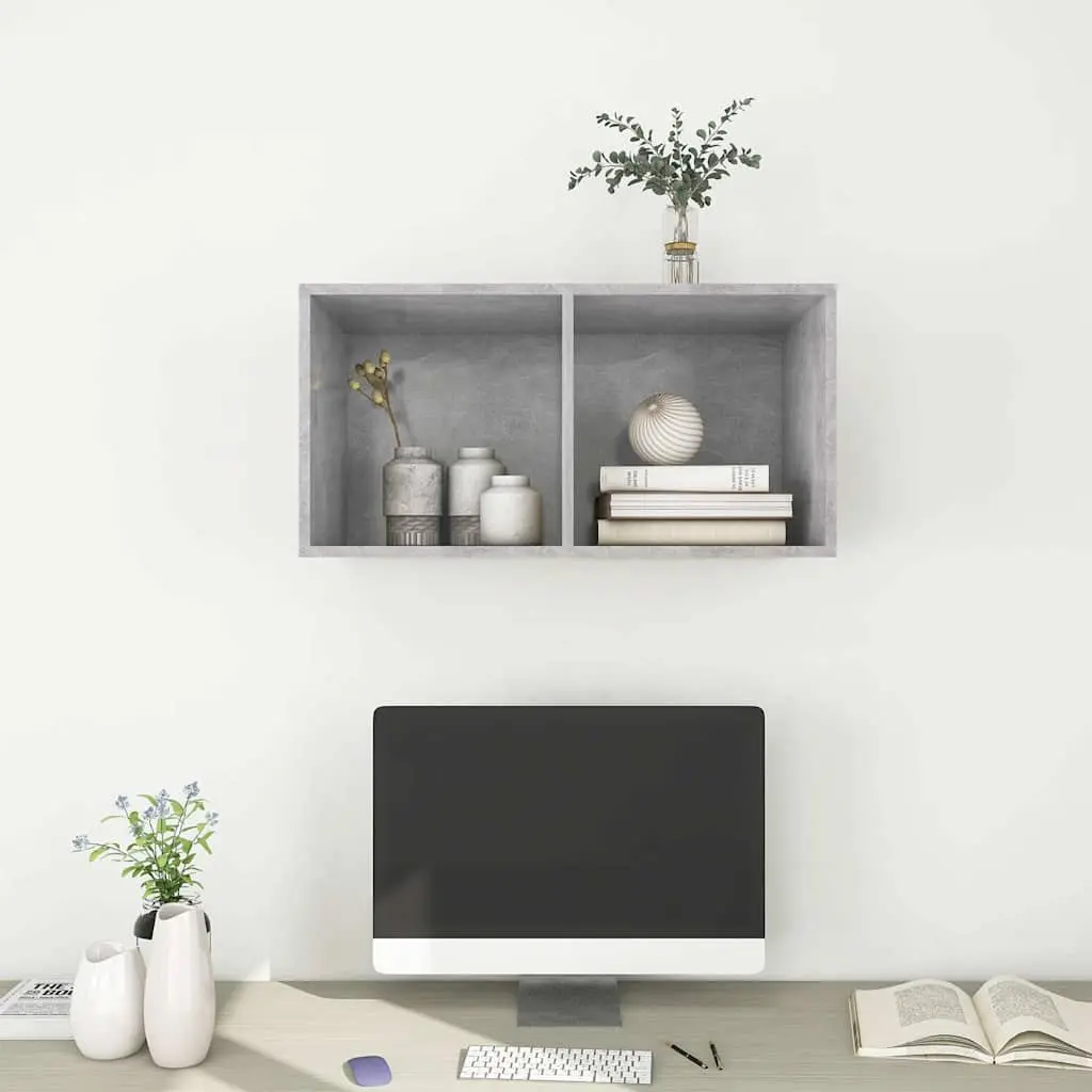 Wall-mounted TV Cabinet Grey Concrete 37 x 37 x 72 cm Engineered Wood Storage Unit Display