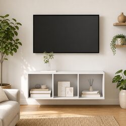 Charming Wall-Mounted TV Cabinet in White for Storage