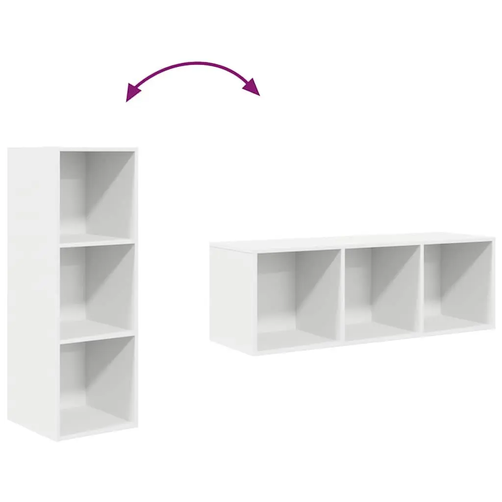 Wall-mounted TV Cabinet White 3 Compartments Engineered Wood