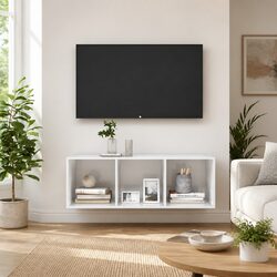 High Gloss White Wall-Mounted TV Cabinet with Storage