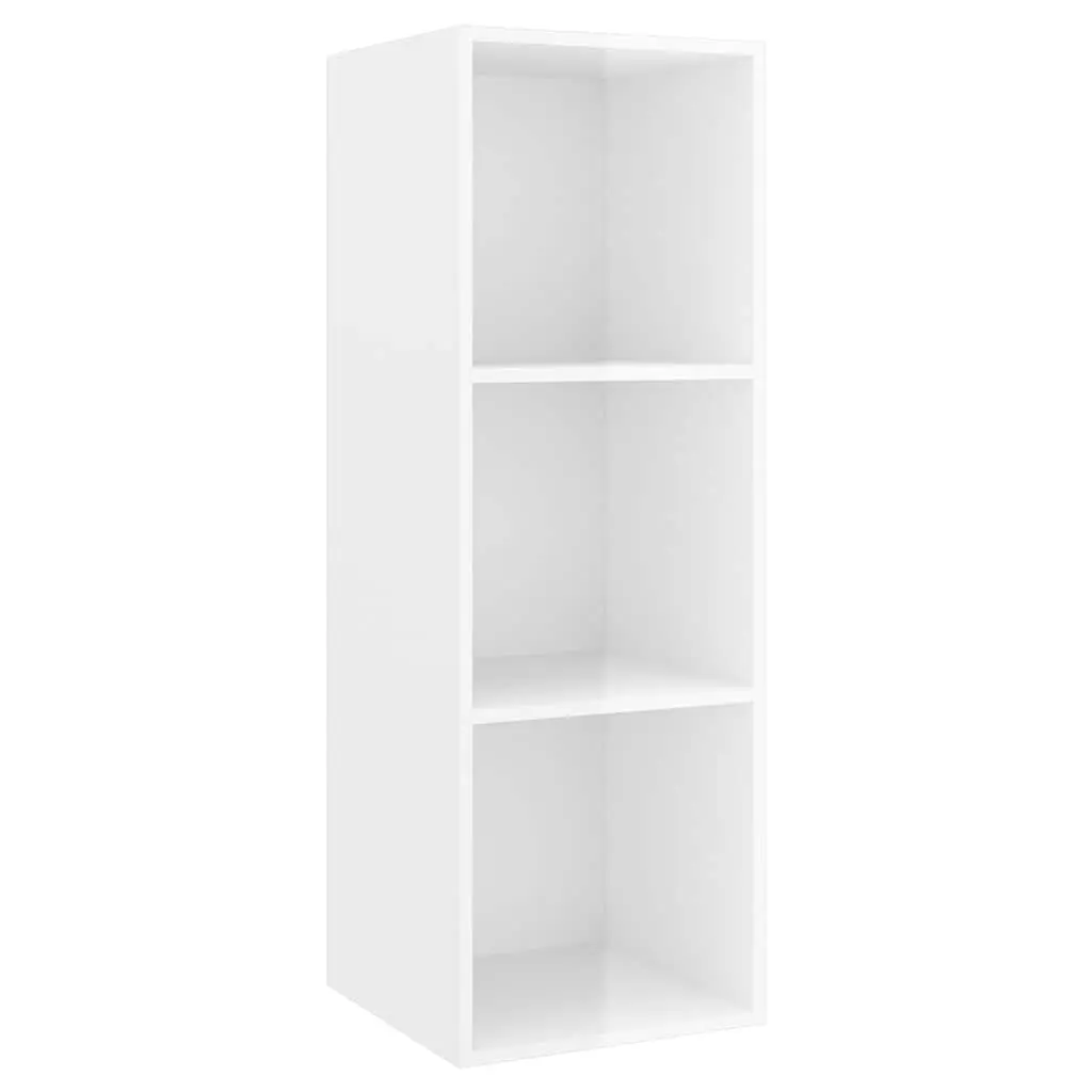 Wall-mounted TV Cabinet High Gloss White 3 Compartments Engineered Wood