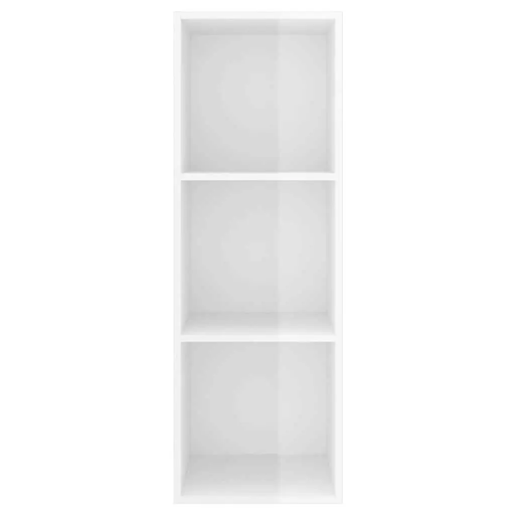 Wall-mounted TV Cabinet High Gloss White 3 Compartments Engineered Wood