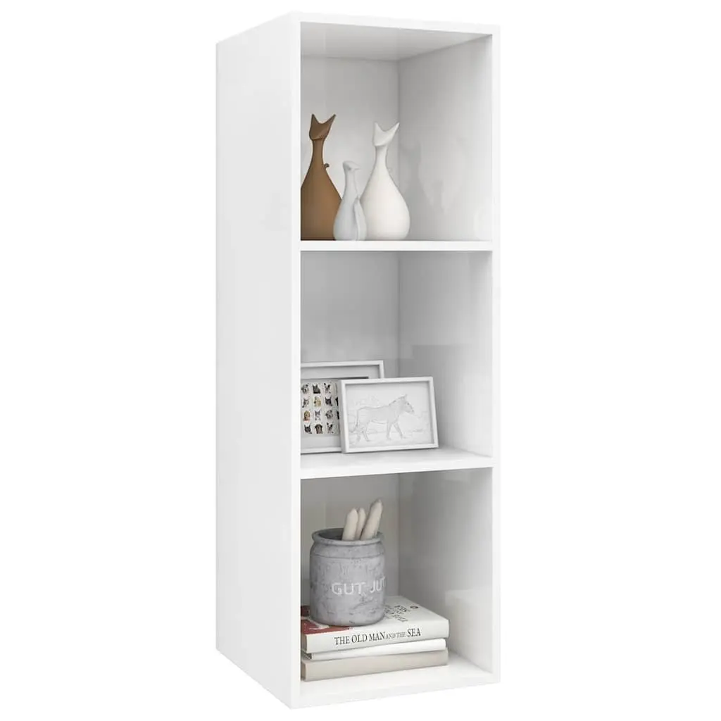 Wall-mounted TV Cabinet High Gloss White 3 Compartments Engineered Wood