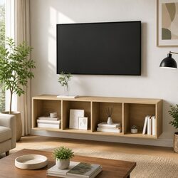 Warm Brown Wall-mounted TV Cabinet with Storage