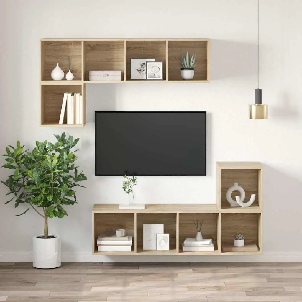 Wall-mounted TV Cabinet Brown 37 x 37 x 142.5 cm Engineered Wood