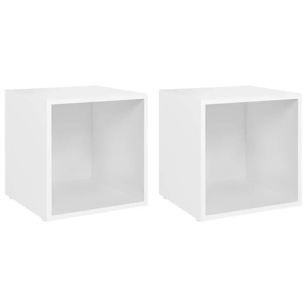 TV Cabinet White 37x35x37 cm Engineered Wood Storage Unit Display Stand 2 Piece