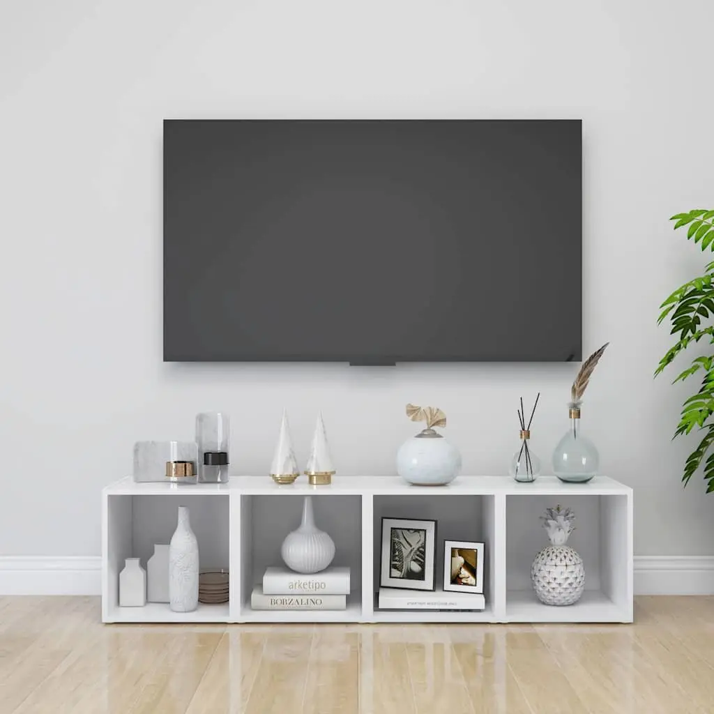 TV Cabinet White 37x35x37 cm Engineered Wood Storage Unit Display Stand 2 Piece