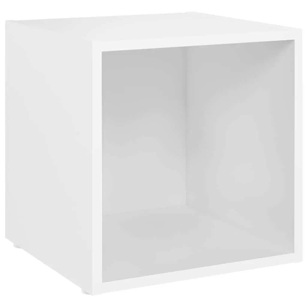 TV Cabinet White 37x35x37 cm Engineered Wood Storage Unit Display Stand 2 Piece