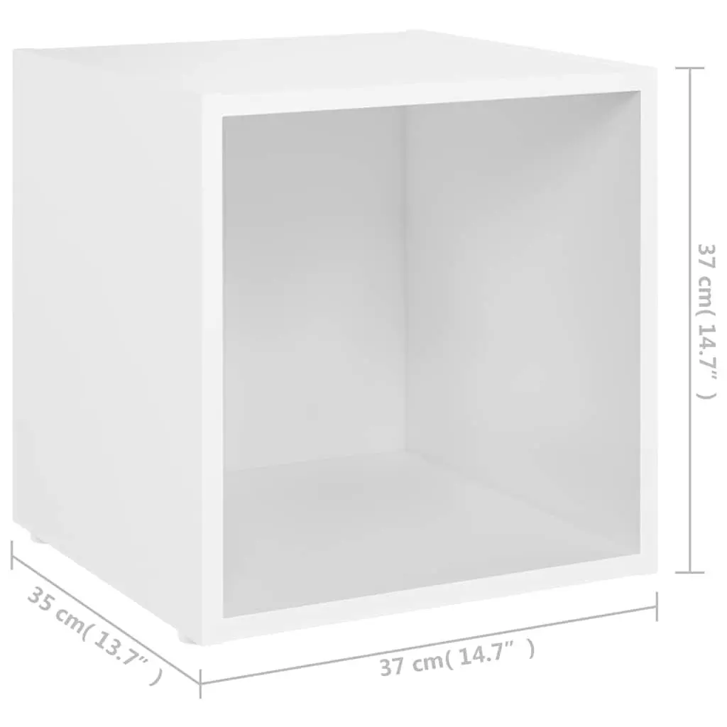 TV Cabinet White 37x35x37 cm Engineered Wood Storage Unit Display Stand 2 Piece