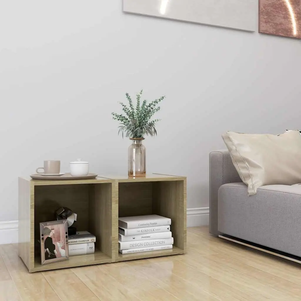 TV Cabinets Sonoma Oak 37x35x37 cm Engineered Wood Ground Stand Storage Unit 2 Piece