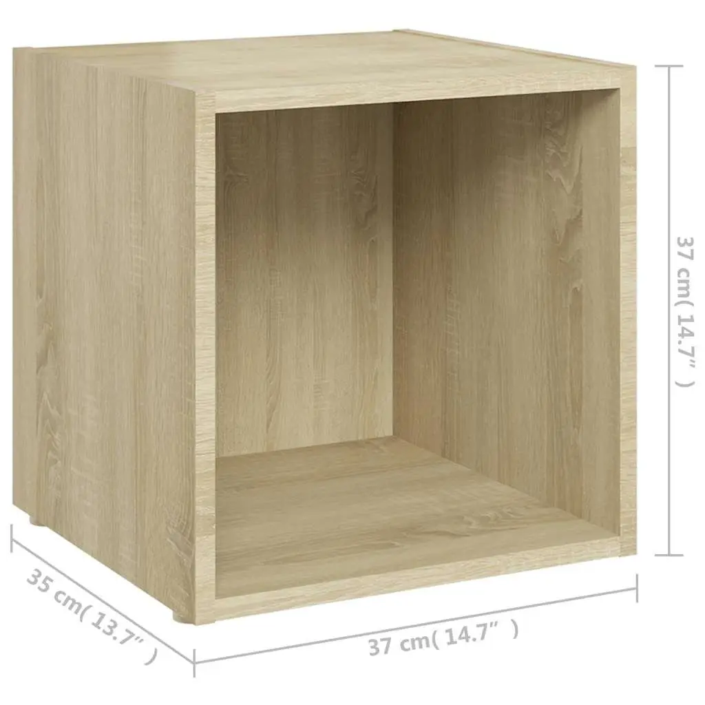 TV Cabinets Sonoma Oak 37x35x37 cm Engineered Wood Ground Stand Storage Unit 2 Piece