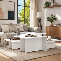 Nesting Coffee Tables Set of 2 in White