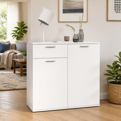 White Minimalist Sideboard Storage Cabinet 80x36x75cm