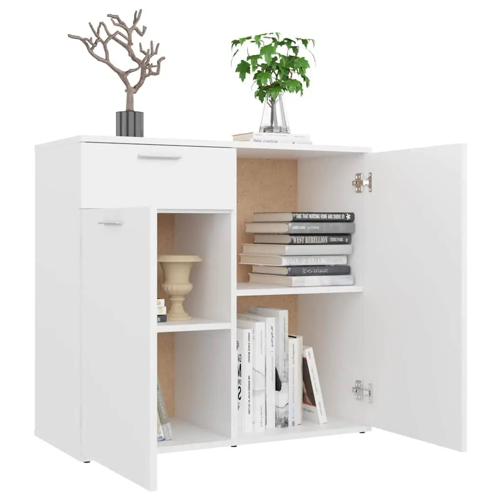 White Minimalist Sideboard Storage Cabinet 80x36x75cm