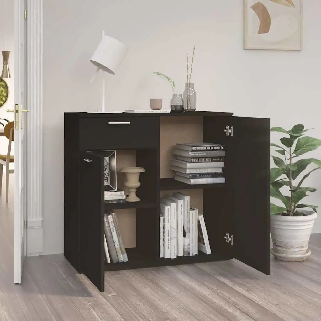 Sideboard Cabinet Black Minimalist 80 x 36 x 75 cm Engineered Wood
