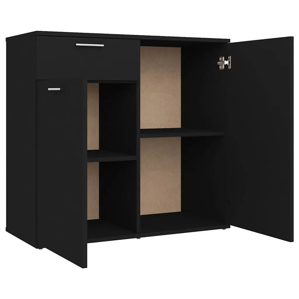 Sideboard Cabinet Black Minimalist 80 x 36 x 75 cm Engineered Wood