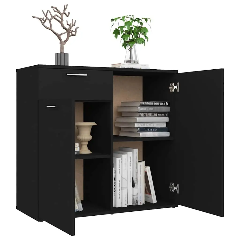 Sideboard Cabinet Black Minimalist 80 x 36 x 75 cm Engineered Wood