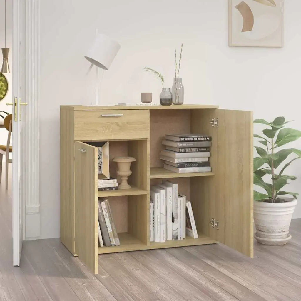 Sideboard Storage Cabinet Minimalist 80 x 36 x 75 cm Brown Engineered Wood