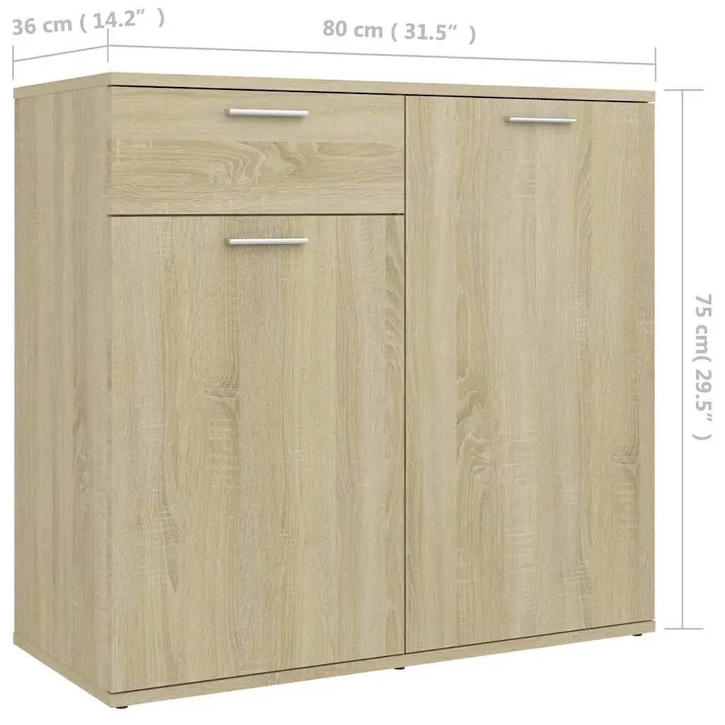 Sideboard Storage Cabinet Minimalist 80 x 36 x 75 cm Brown Engineered Wood