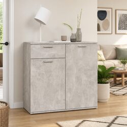 Grey Sideboard Storage Cabinet 80x36x75cm with 2 Doors