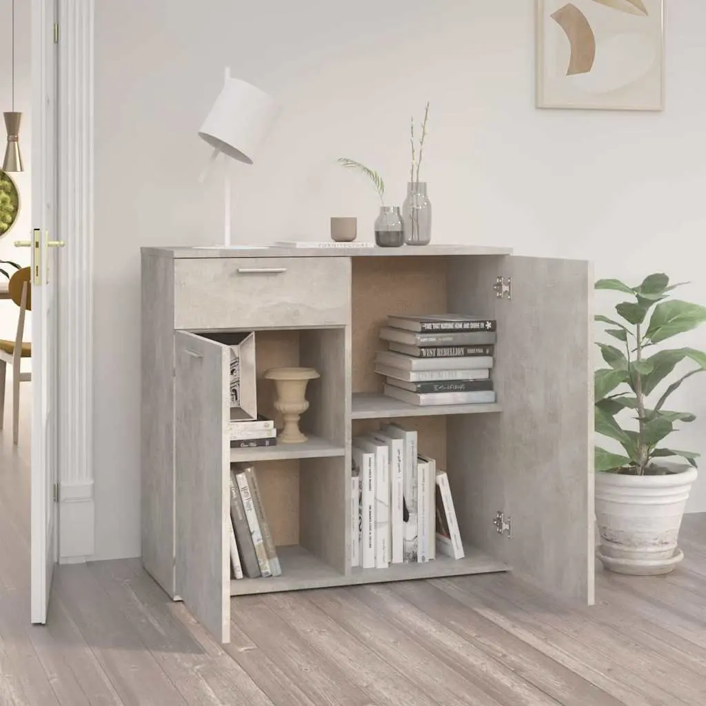 Grey Sideboard Storage Cabinet 80x36x75cm with 2 Doors