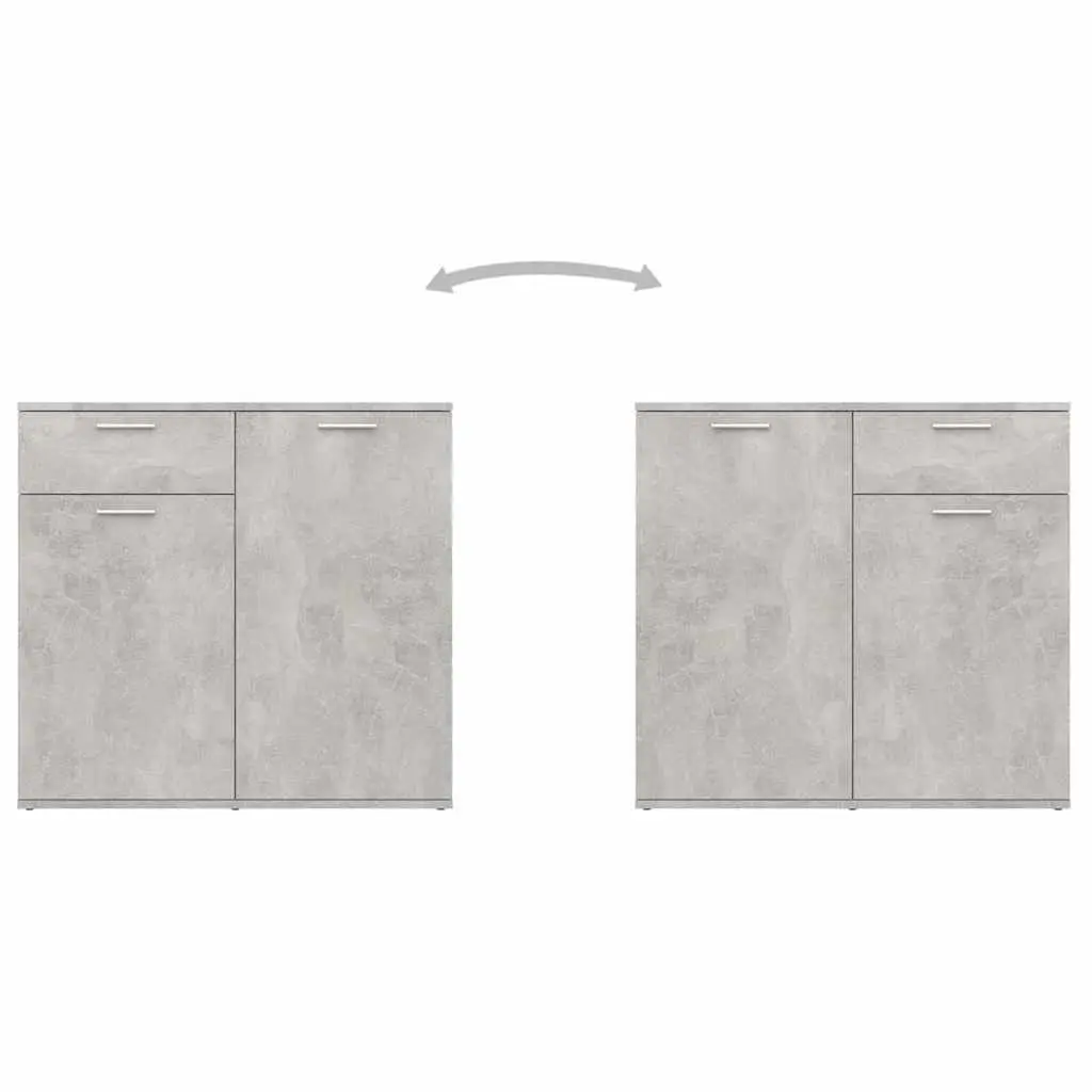 Grey Sideboard Storage Cabinet 80x36x75cm with 2 Doors