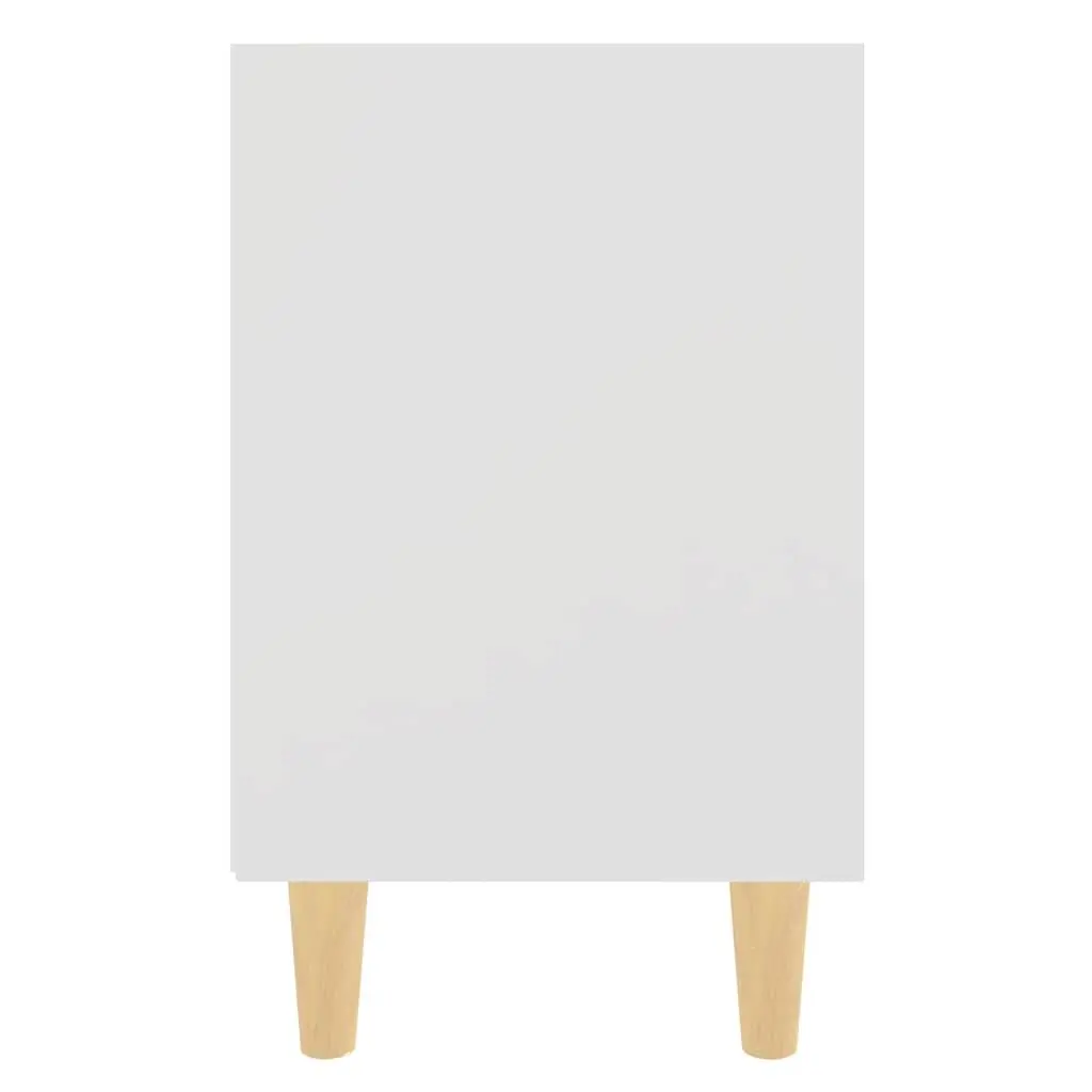 White Nightstand with Two Open Shelves and Wooden Legs for Bedroom Storage