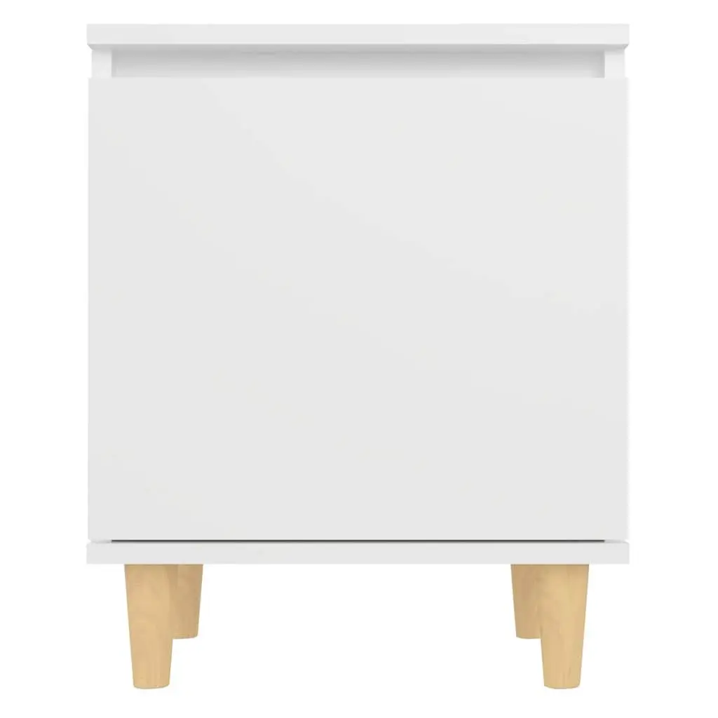 Bedside Table Scandinavian Style White Storage Cabinet Solid Wood Legs 2 Pieces