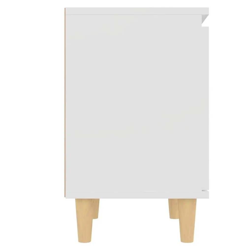 Bedside Table Scandinavian Style White Storage Cabinet Solid Wood Legs 2 Pieces