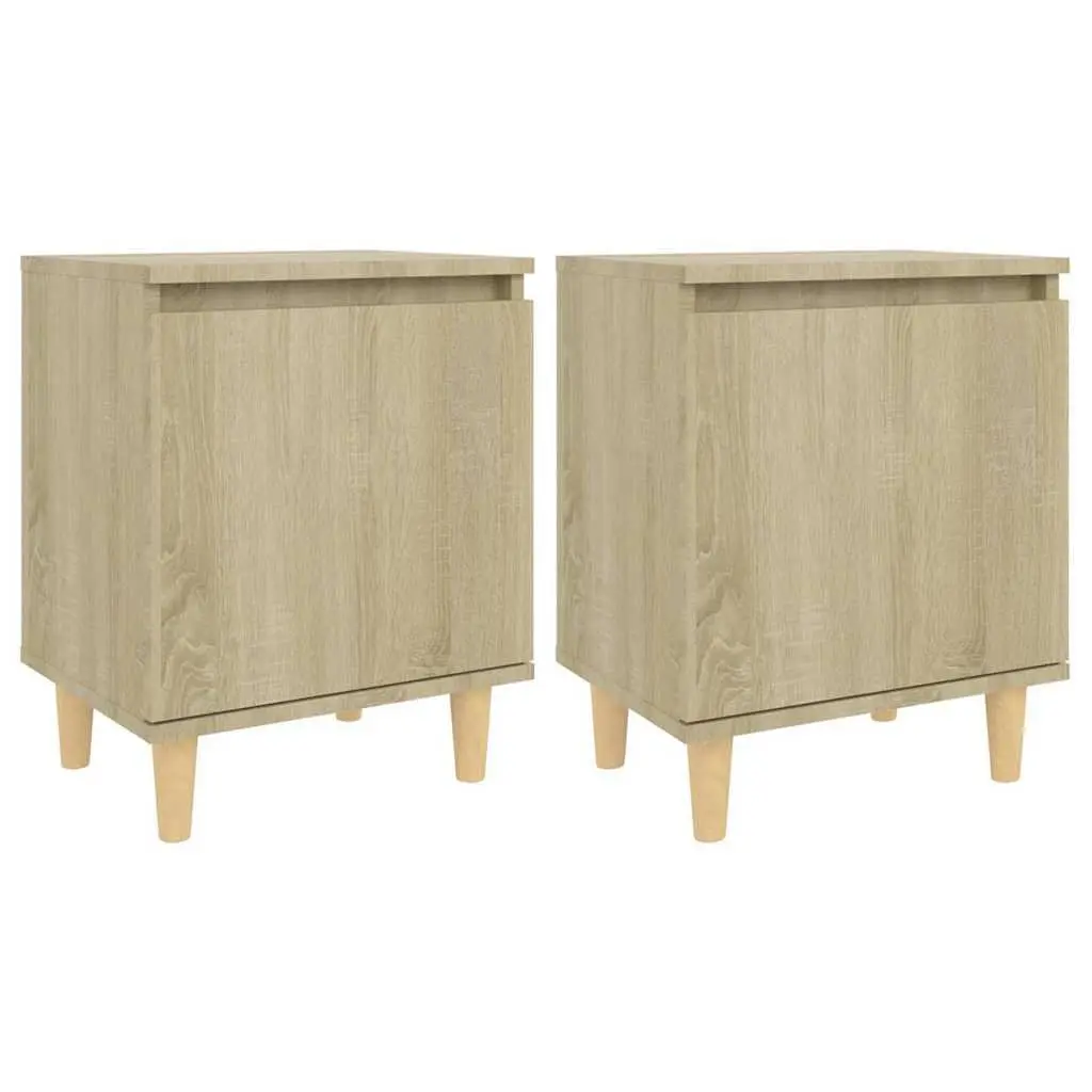 Bedside Table Sonoma Oak 40x30x50cm Wooden Legs Storage Cabinet 2 Piece