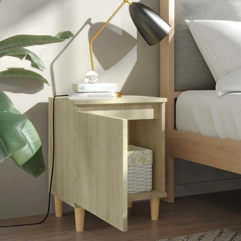 Bedside Table Sonoma Oak 40x30x50cm Wooden Legs Storage Cabinet 2 Piece