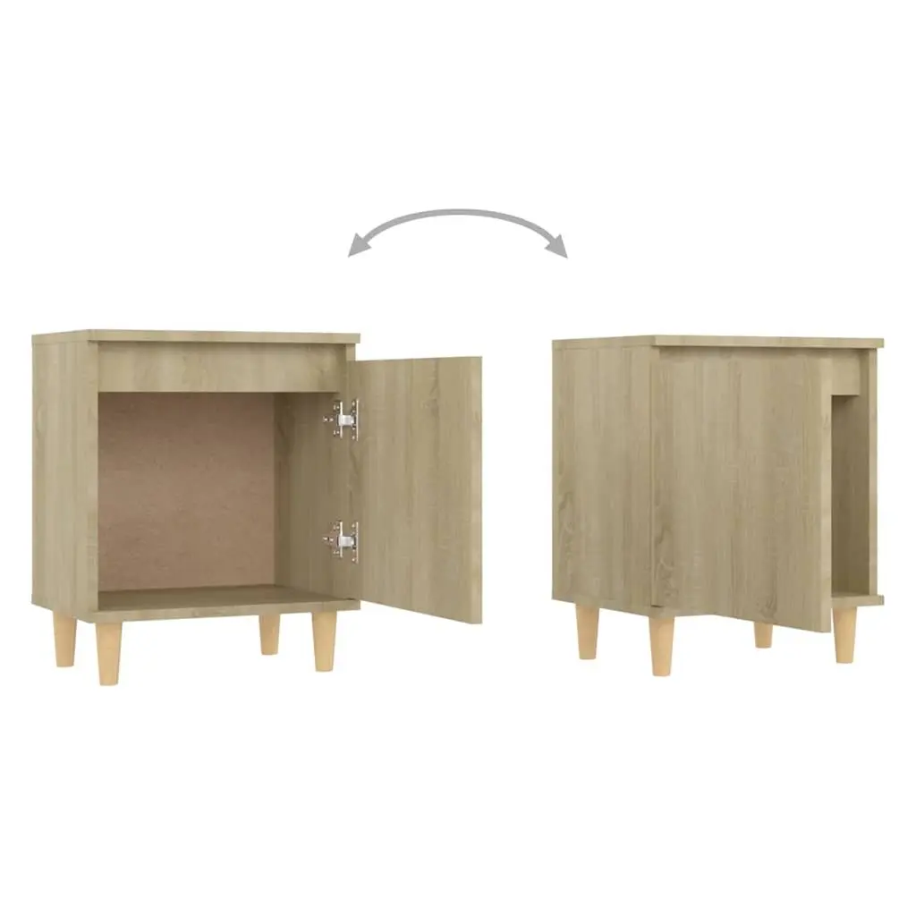 Bedside Table Sonoma Oak 40x30x50cm Wooden Legs Storage Cabinet 2 Piece