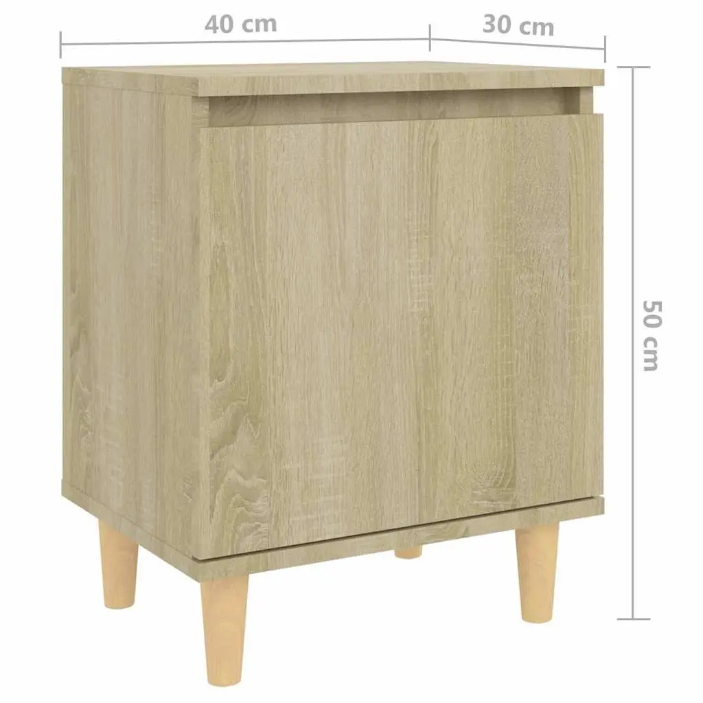 Bedside Table Sonoma Oak 40x30x50cm Wooden Legs Storage Cabinet 2 Piece