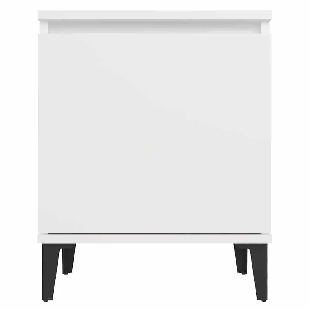Bedside Table White Metal Legs 40x30x50cm Storage Compartment