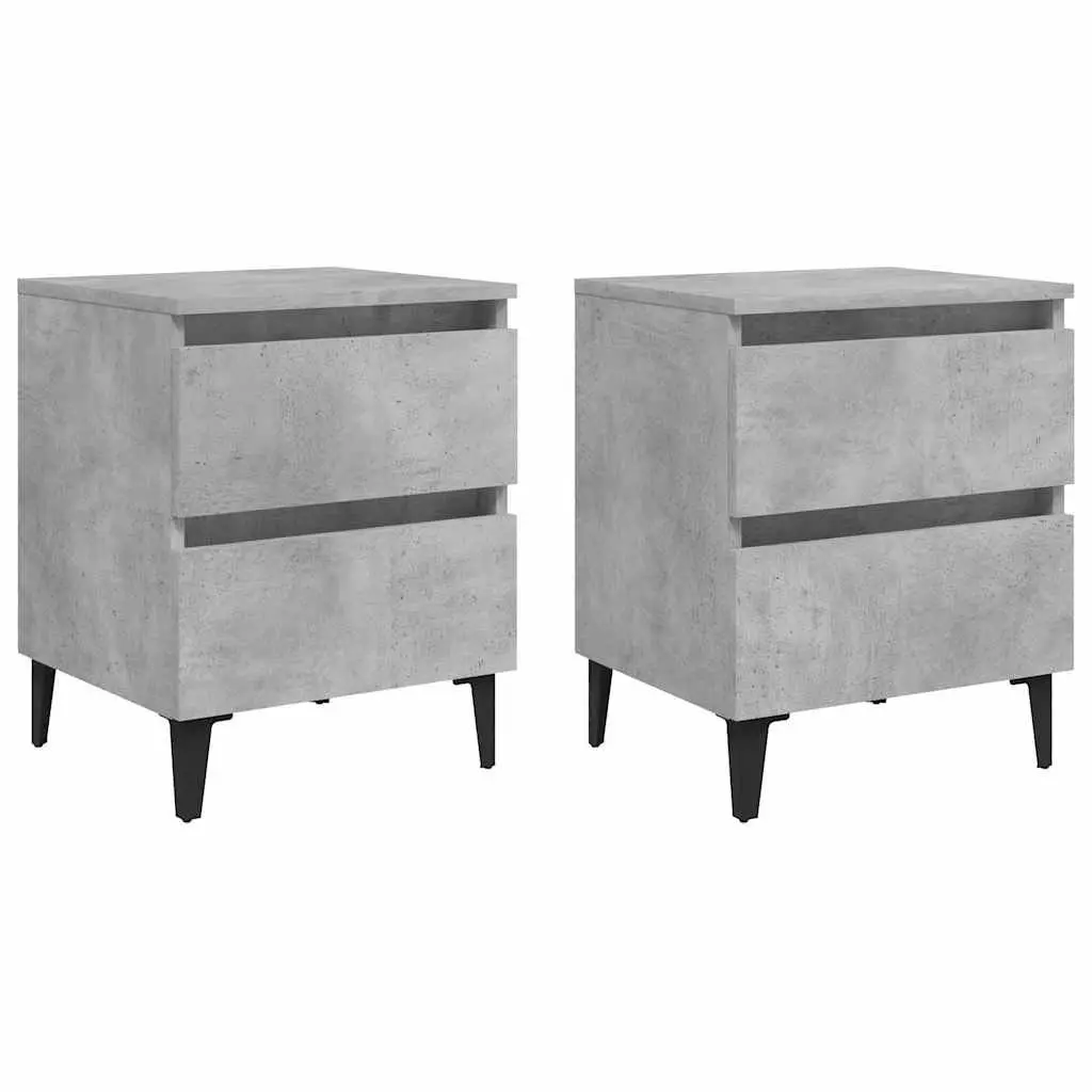 Grey Bedside Table with 2 Drawers