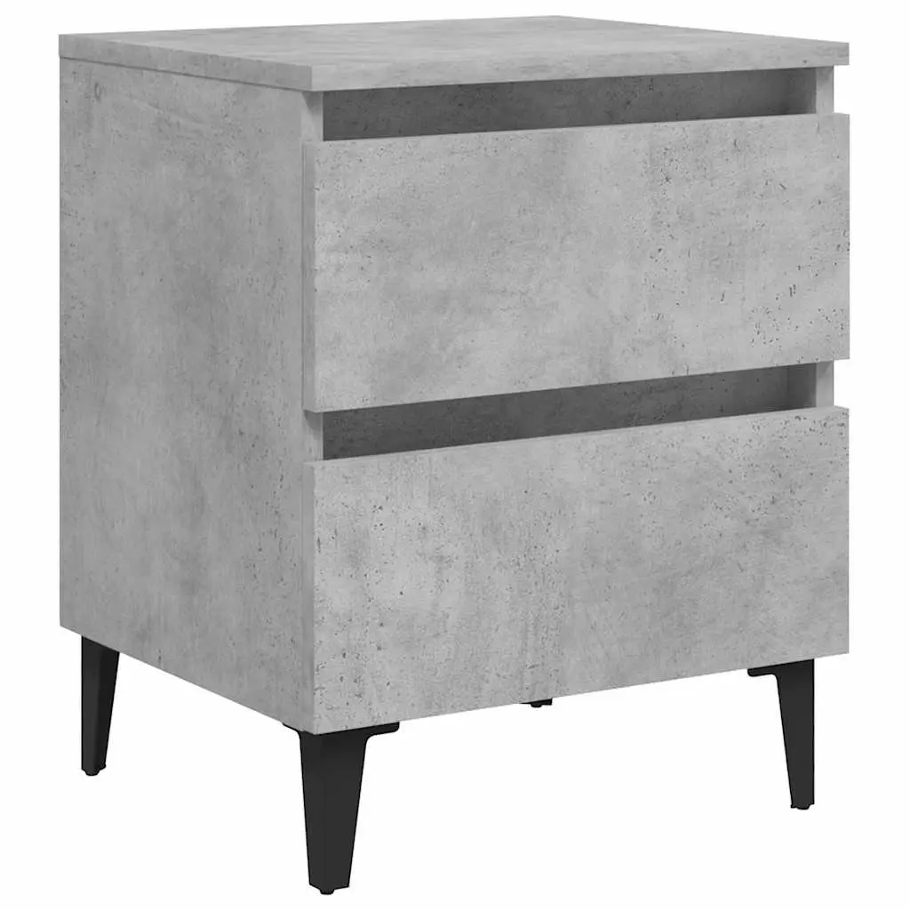 Grey Bedside Table with 2 Drawers
