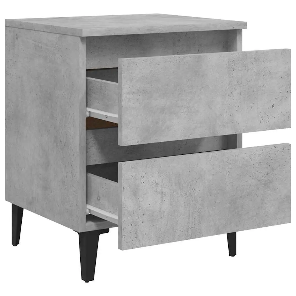 Grey Bedside Table with 2 Drawers