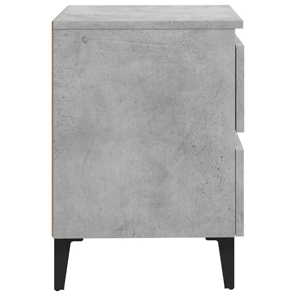 Grey Bedside Table with 2 Drawers