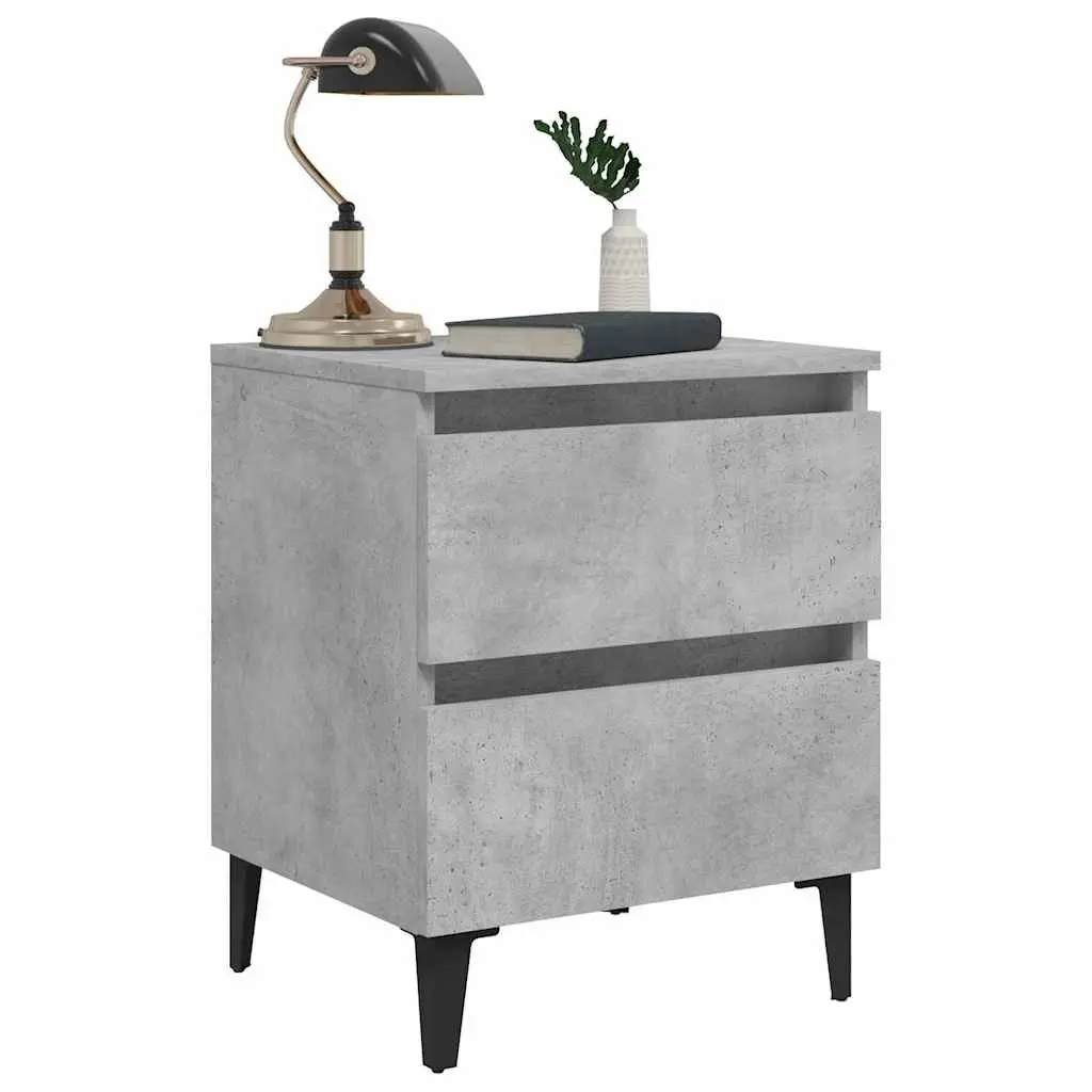 Grey Bedside Table with 2 Drawers