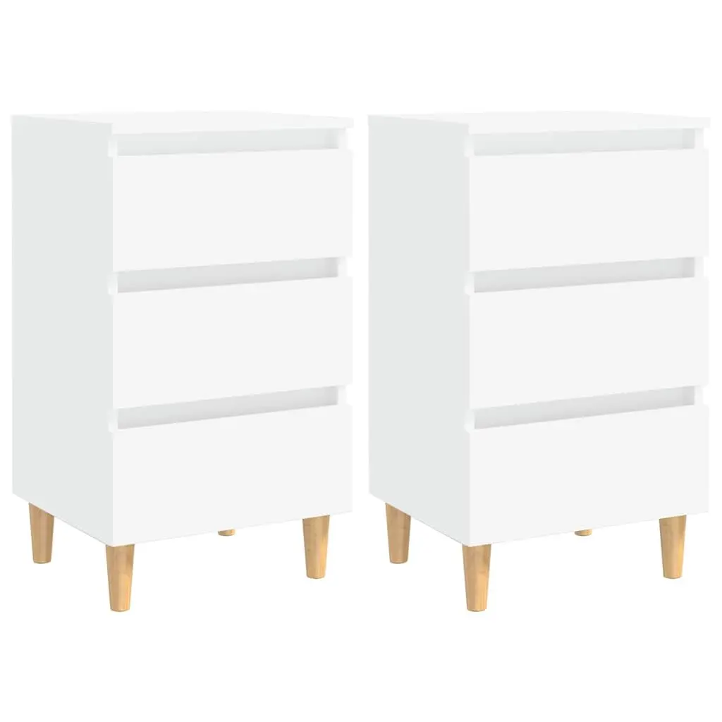White Bedside Tables with Storage 40x35x69cm