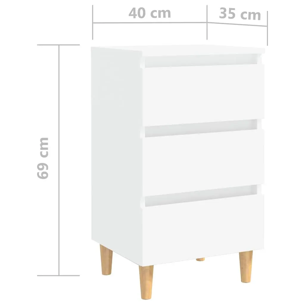White Bedside Tables with Storage 40x35x69cm