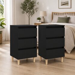 Scandinavian Black Bedside Tables Set of 2